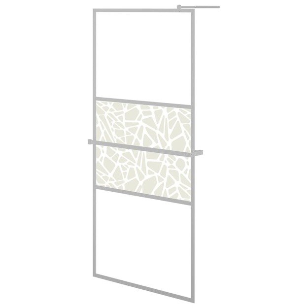 Dušo sienelė su lentyna, chromo, 80x195cm, stiklas/aliuminis