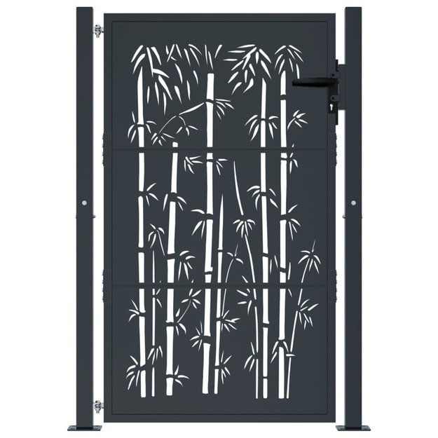 Sodo vartai, antracito, 105x155cm, plienas, bambuko dizaino