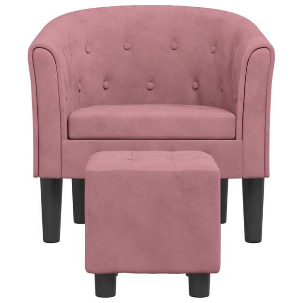 Krėslas su pakoja, rožinės spalvos, aksomas