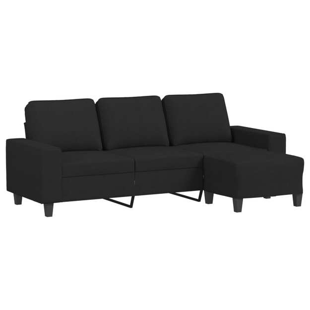 Trivietė sofa su pakoja, juodos spalvos, 180cm, audinys