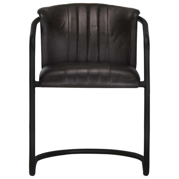 Valgomojo kėdės, 4vnt., juodos spalvos, tikra oda (2x283747)
