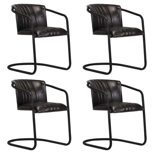 Valgomojo kėdės, 4vnt., juodos spalvos, tikra oda (2x283747)