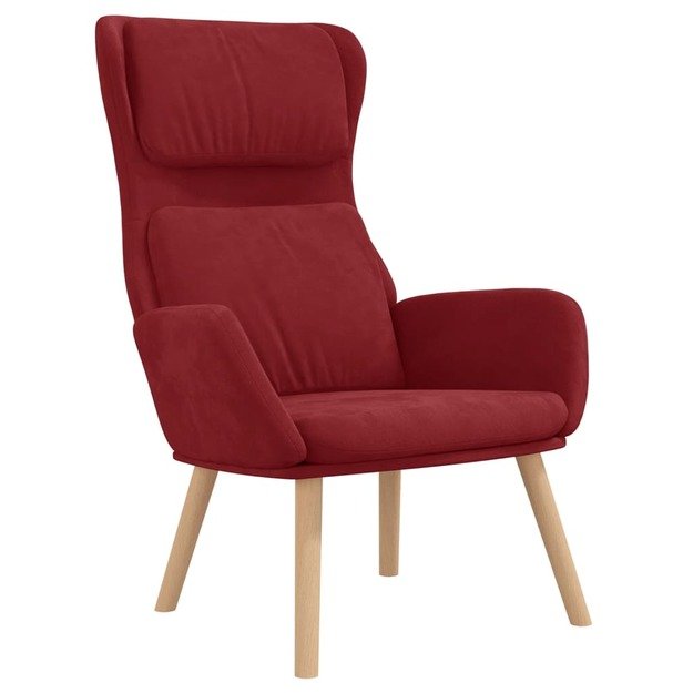Poilsio kėdė, raudonojo vyno spalvos, aksomas