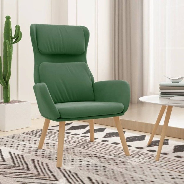 Poilsio kėdė, šviesiai žalios spalvos, aksomas