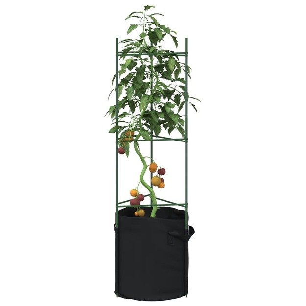 Pomidorų narvai su augalų maišeliais, 4vnt., 116cm, plienas/pp