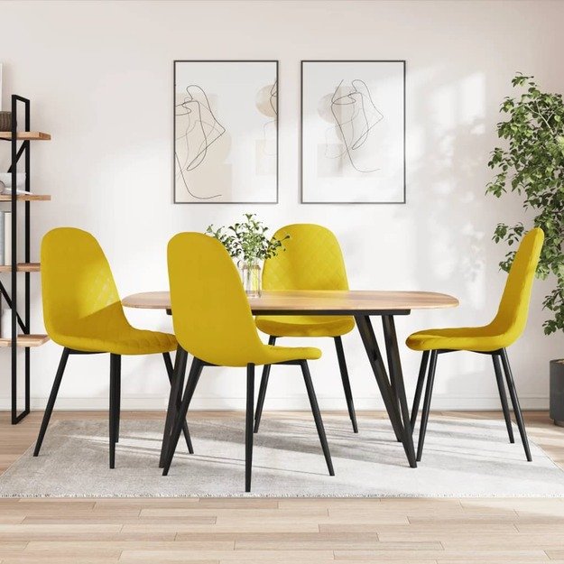 Valgomojo kėdės, 4vnt., garstyčių geltonos spalvos, aksomas