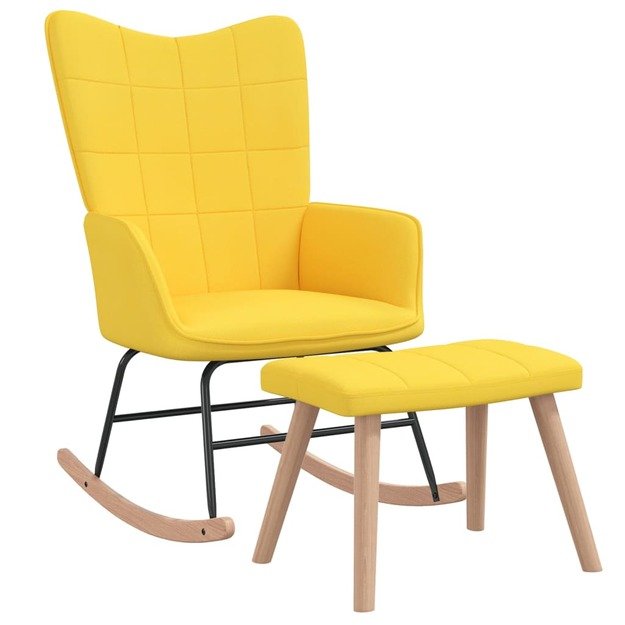 Supama kėdė su pakoja, garstyčių geltonos spalvos, audinys