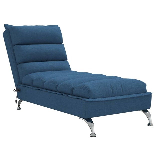 Masažinis poilsio gultas su pagalvėlėmis, mėlynas, audinys
