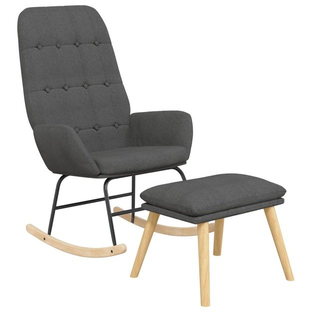 Supama kėdė su pakoja, tamsiai pilkos spalvos, audinys