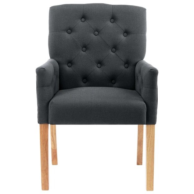 Valgomojo kėdės su porankiais, 2vnt., pilkos spalvos, audinys