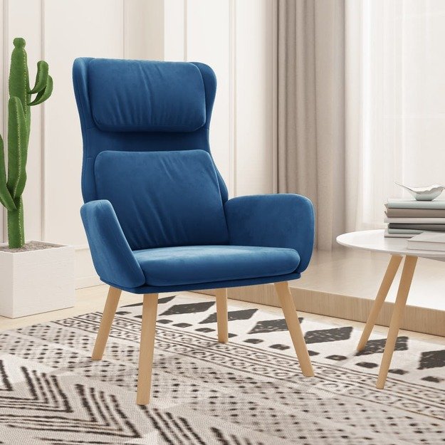 Poilsio kėdė, mėlynos spalvos, aksomas
