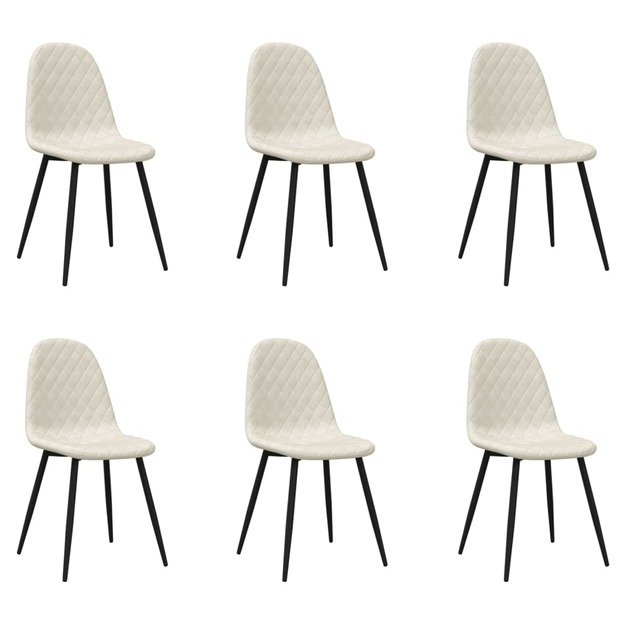 Valgomojo kėdės, 6vnt., kreminės baltos spalvos, aksomas