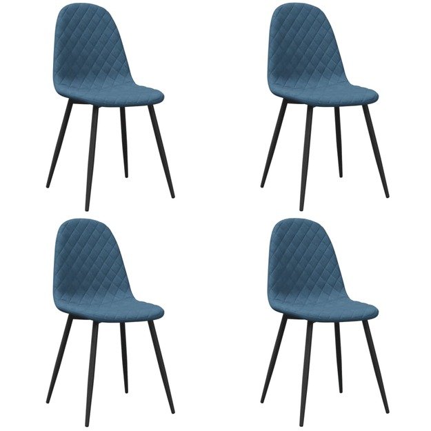 Valgomojo kėdės, 4vnt., mėlynos spalvos, aksomas