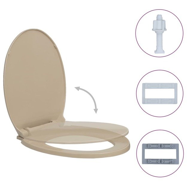 Klozeto sėdynė su soft-close mechanizmu, smėlio spalvos, ovali