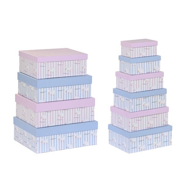 Universalių dėžučių rinkinys DKD Home Decor Mėlyna Rožinė Kartonas (43,5 x 33,5 x 15,5 cm)