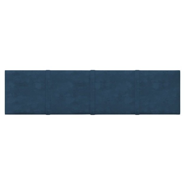 Sienų plokštės, 12vnt., mėlynos, 60x15cm, aksomas, 1,08m²