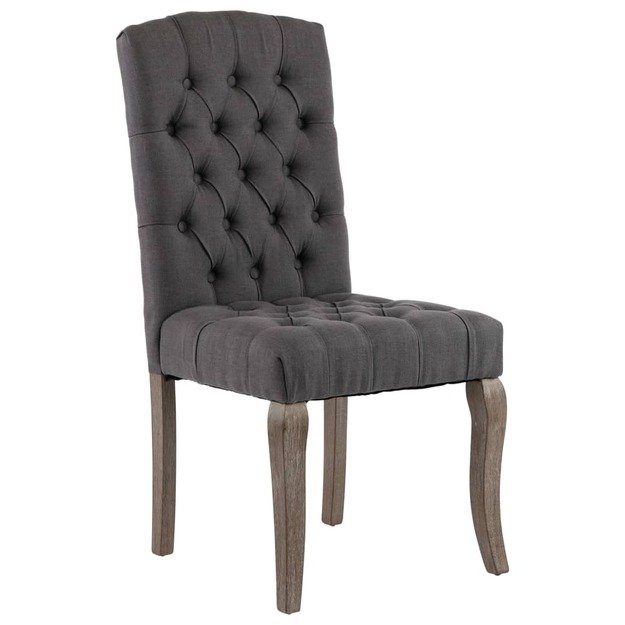 Valgomojo kėdės, 2vnt., pilkos spalvos, lino išvaizdos audinys