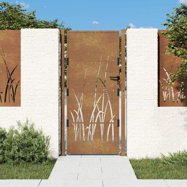 Sodo vartai, 105x180cm, corten plienas, žolės dizaino