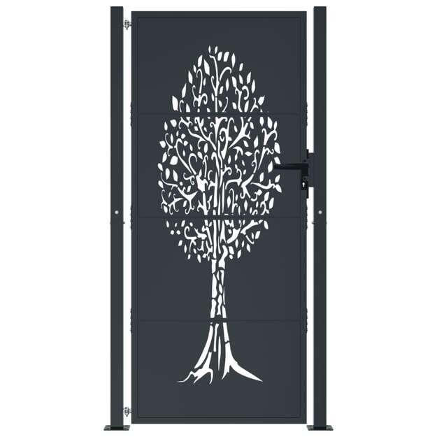 Sodo vartai, antracito, 105x180cm, plienas, medžio dizaino