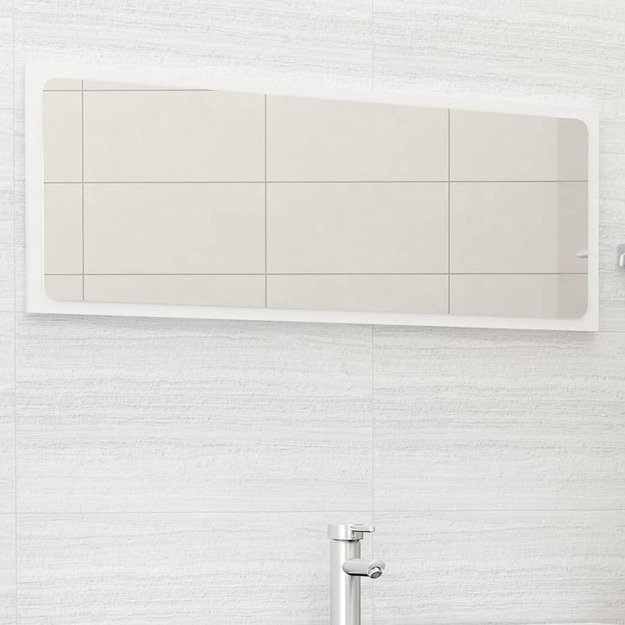 Vonios kambario veidrodis, baltas, 100x1,5x37cm, mediena