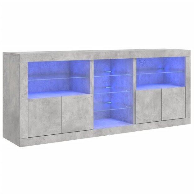 Šoninė spintelė su led lemputėmis, betono pilka, 181,5x37x67cm