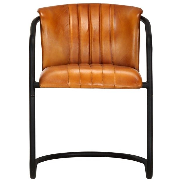 Valgomojo kėdės, 4vnt., gelsvai rudos spalvos, tikra oda