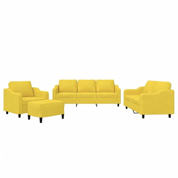 Sofos komplektas su pagalvėlėmis, 4 dalių, geltonas, audinys