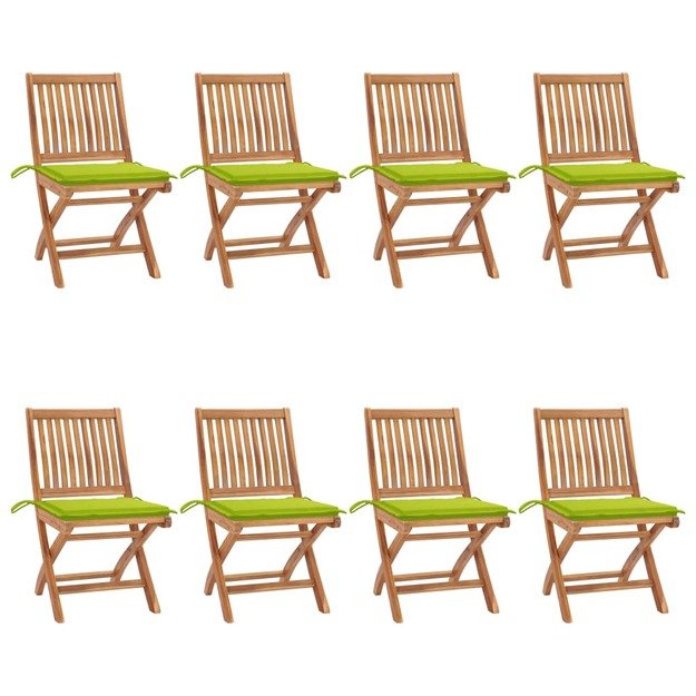 Sulankstomos sodo kėdės su pagalvėlėmis, 8vnt., tikmedis