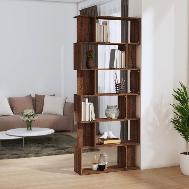 Spintelė knygoms/pertvara, ruda ąžuolo, 80x24x192cm, mediena