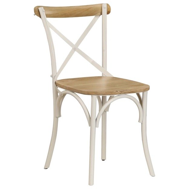 Kėdės, 2vnt., baltos, 51x52x84cm, mango masyvas, kryžminis diz.