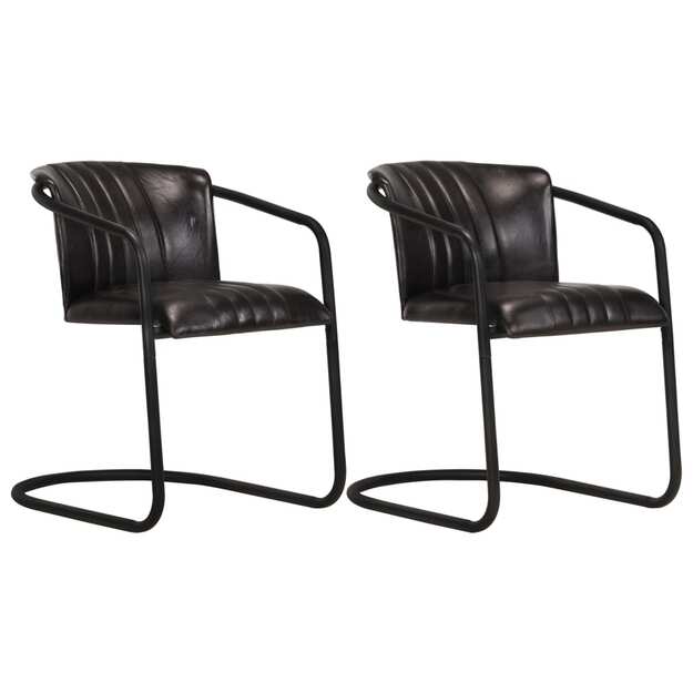 Valgomojo kėdės, 2vnt, juodos spalvos, tikra oda