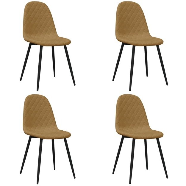 Valgomojo kėdės, 4vnt., rudos spalvos, aksomas