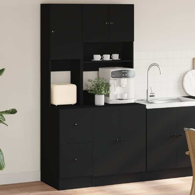 Virtuvės spintelė, juoda, 95x50x180cm, apdirbta mediena