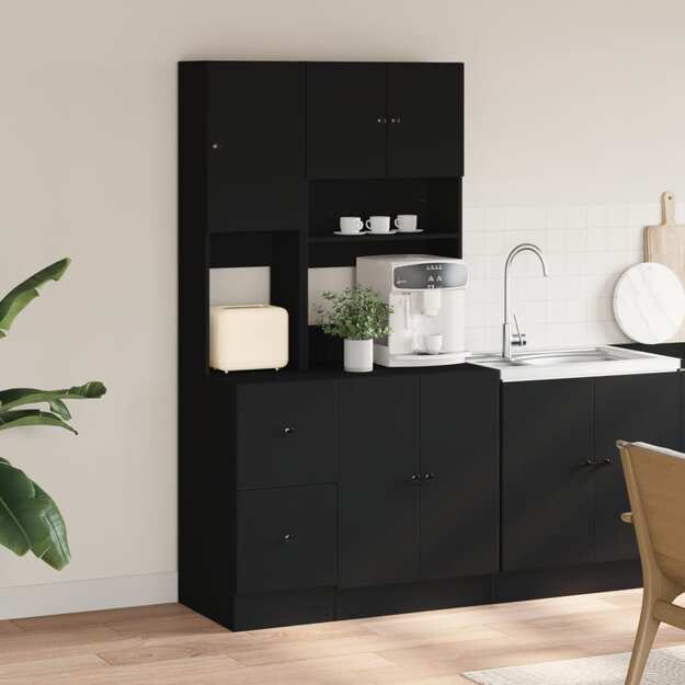 Virtuvės spintelė, juoda, 95x50x180cm, apdirbta mediena