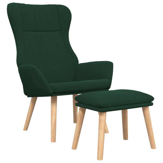 Poilsio kėdė su pakoja, tamsiai žalios spalvos, audinys