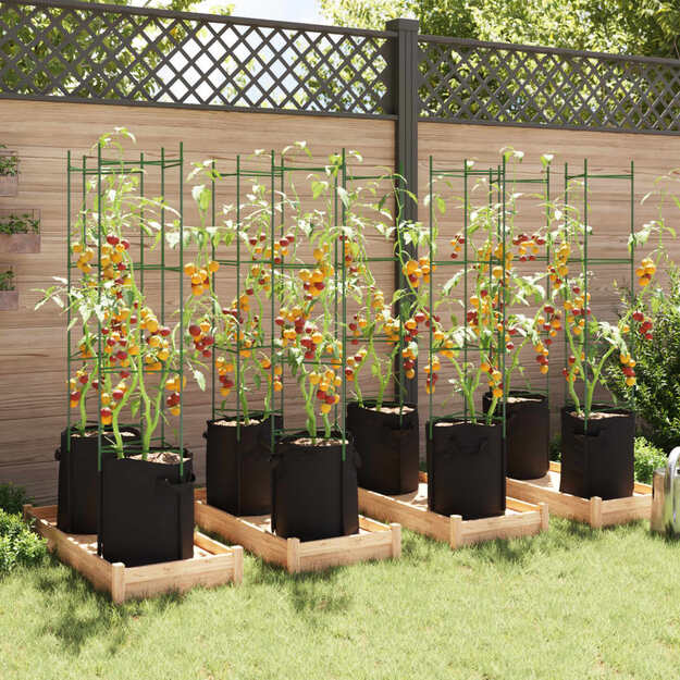 Pomidorų narvai su augalų maišeliais, 8vnt., 154cm, plienas/pp