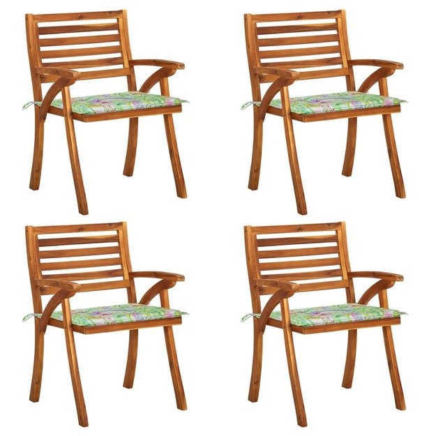 Sodo kėdės su pagalvėlėmis, 4vnt., akacijos medienos masyvas