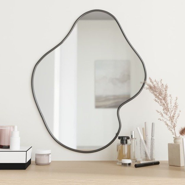 Sieninis veidrodis, juodos spalvos, 60x50cm