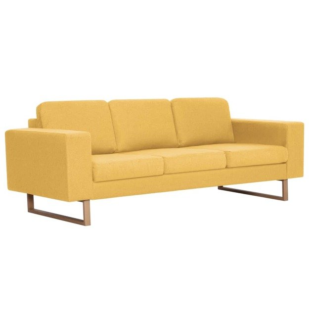 Trivietė sofa, geltona, audinys