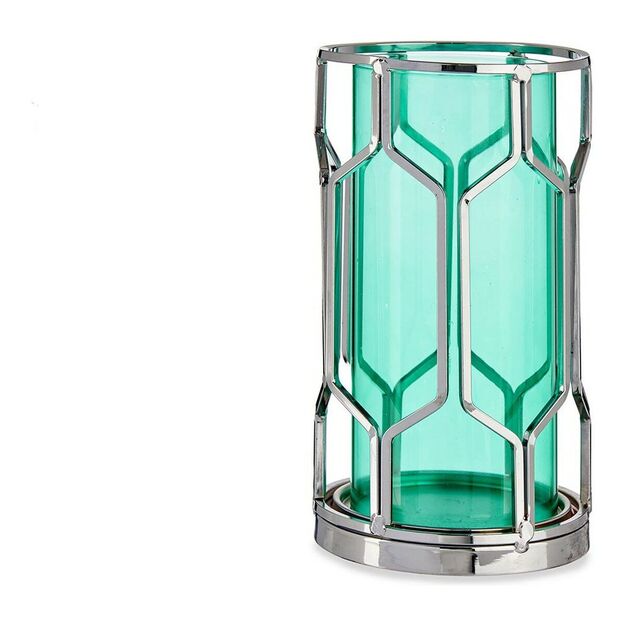 Žvakidė Sidabras Mėlyna Metalinis stiklas (11,5 x 19,5 x 11,5 cm)