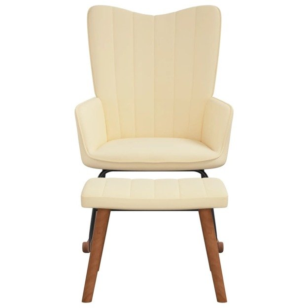 Supama kėdė su pakoja, kreminės baltos spalvos, aksomas