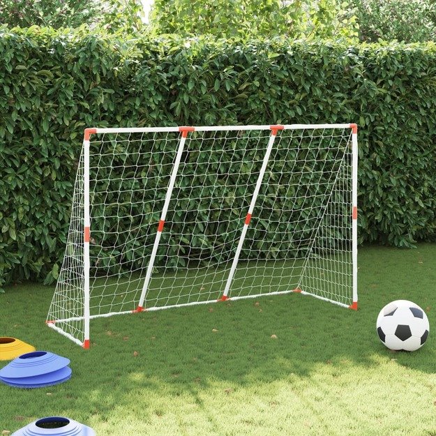 Futbolo vartai su kamuoliais, 2-1, balti, 184x64x124cm, metalas