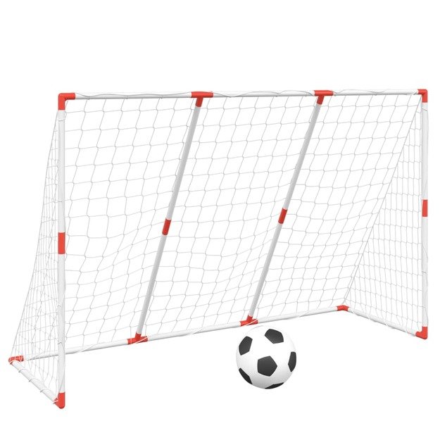 Futbolo vartai su kamuoliais, 2-1, balti, 184x64x124cm, metalas