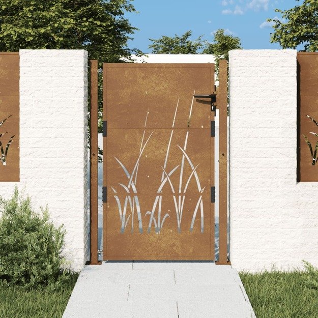 Sodo vartai, 105x130cm, corten plienas, žolės dizaino