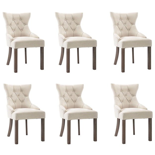 Valgomojo kėdės, 6vnt., smėlio spalvos, audinys (3x287945)