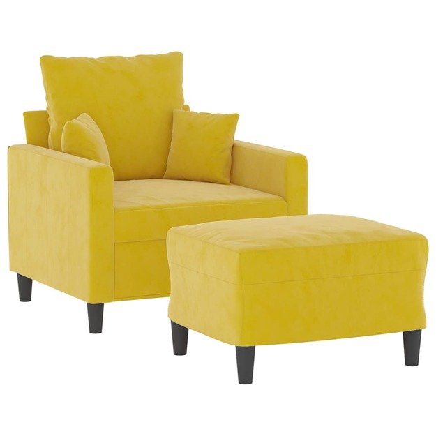 Krėslas su pakoja, geltonos spalvos, 60cm, aksomas