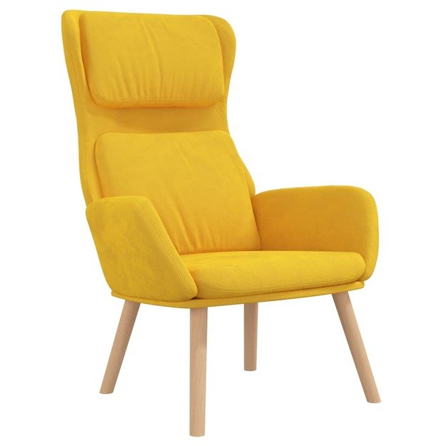 Poilsio kėdė, garstyčių geltonos spalvos, aksomas