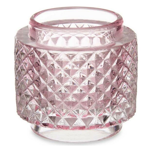 Žvakidė Rožinė stiklas (7,5 x 7,5 x 7,5 cm)
