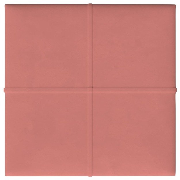 Sienų plokštės, 12vnt., rožinės, 30x30cm, aksomas, 1,08m²