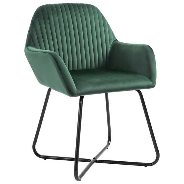 Valgomojo kėdės, 4vnt., žalios spalvos, aksomas